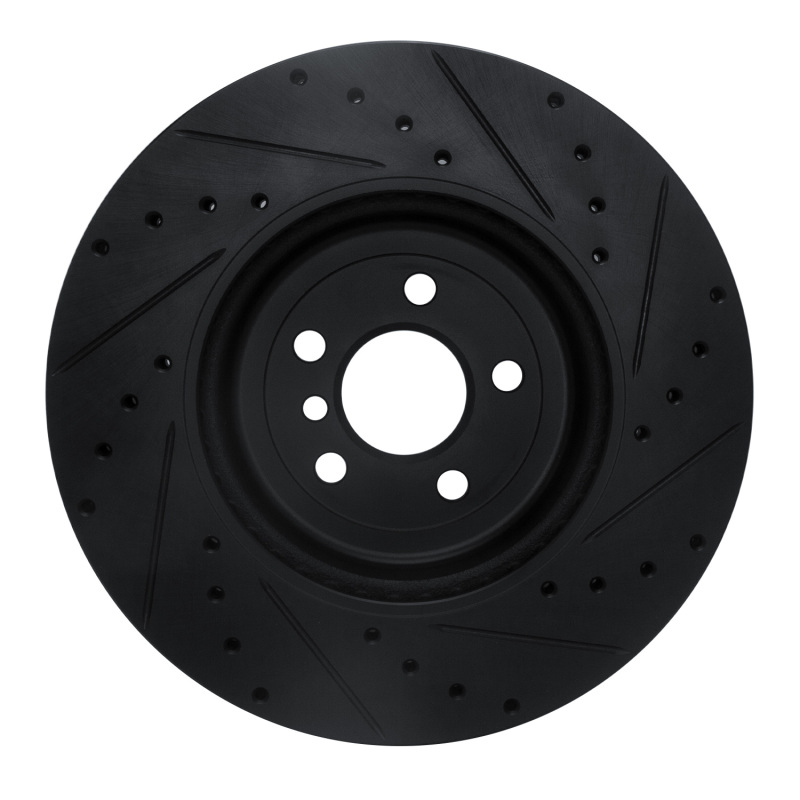 BMW 430I Brake Rotor (1) - Front Left - R1 Concepts - Drilled & Slotted - Black - `17-`25
